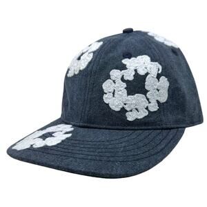 Denim Tears Cotton Wreath Dyed Strapback Hat Cap in Navy